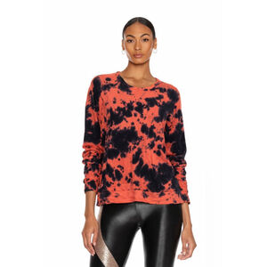 Sundry Tie Dye Sweatshirt Womens Size 2 Coral Navy Pullover Made in USA